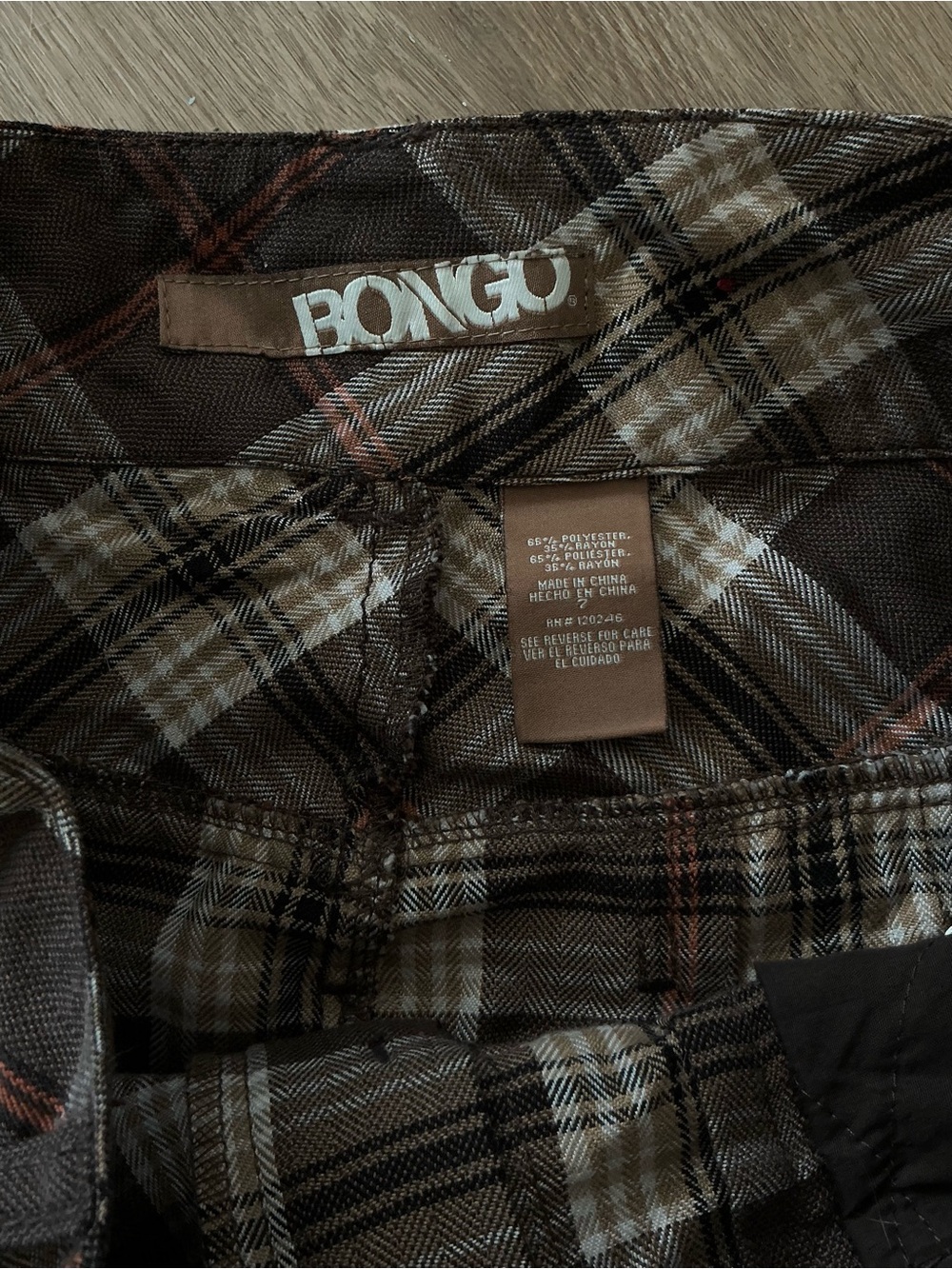 Vintage Y2K Bongo brown Plaid Pleated Mini Skirt - Picture 3 of 3